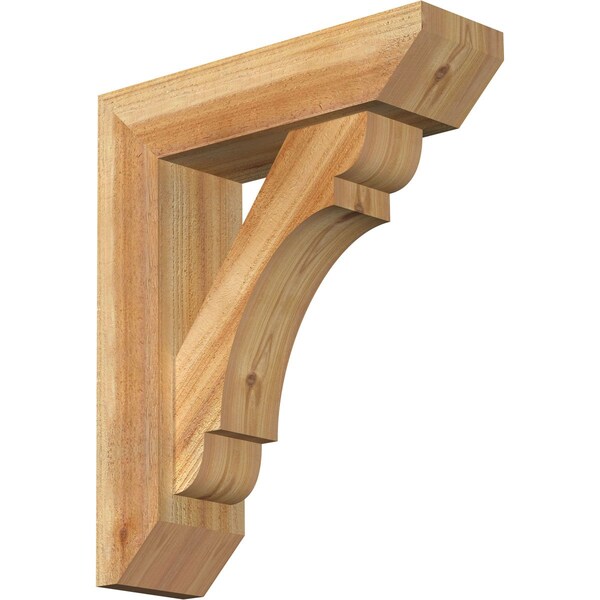 Ekena Millwork Olympic Slat Rough Sawn Bracket w/ Offset Brace, Western Red Cedar, 6"W x 20"D x 24"H BKT0604X20X24OLY06RWR - main